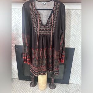 Nostalgia sweater BOHO dress sz XL orange brown pattern
